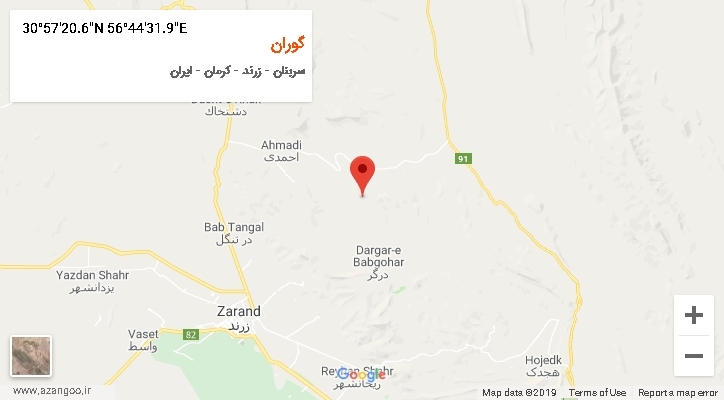 روستای گوران بر روی نقشه