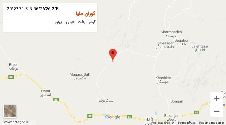 روستای گوران علیا بر روی نقشه