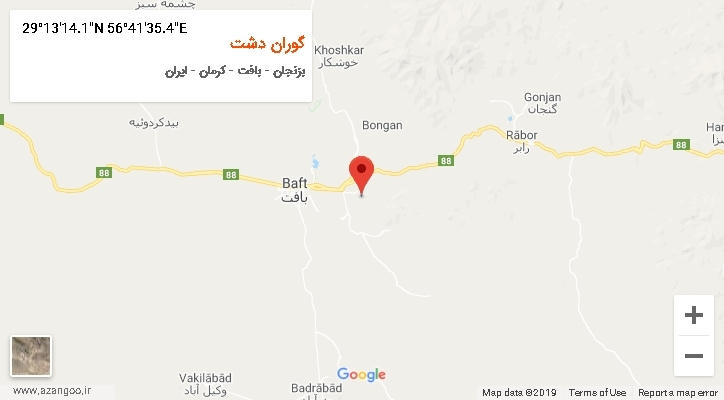 روستای گوران دشت بر روی نقشه