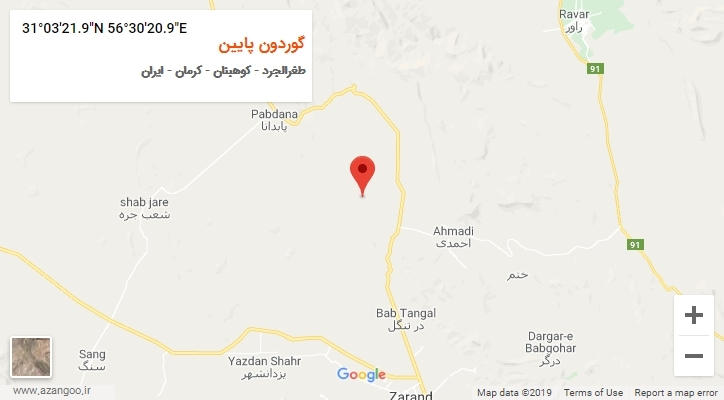 روستای گوردون پایین بر روی نقشه