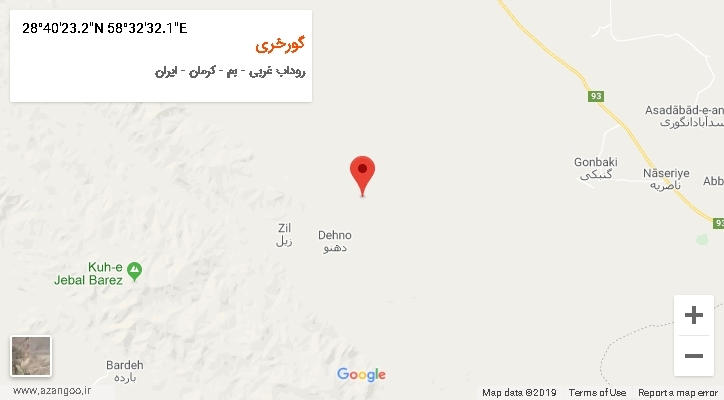 روستای گورخری بر روی نقشه