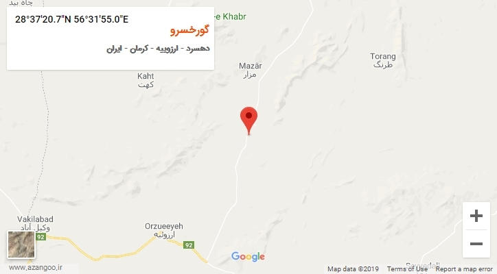 روستای گورخسرو بر روی نقشه