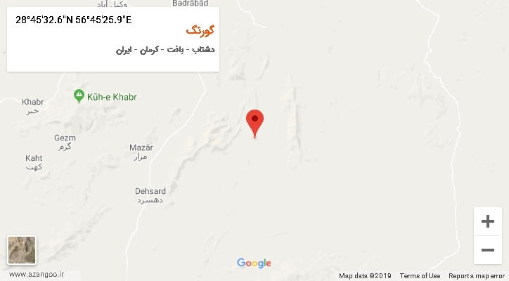 روستای گورنگ بر روی نقشه