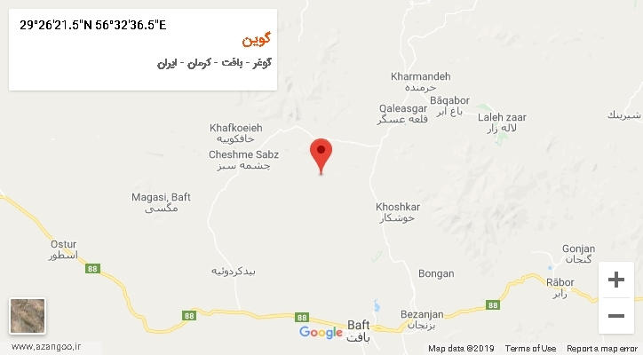 روستای گوین بر روی نقشه