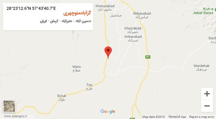 روستای گزآبادمنوچهری بر روی نقشه