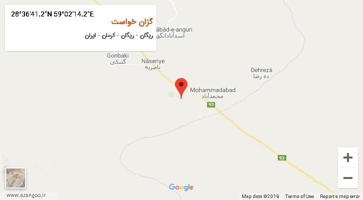 روستای گزان خواست بر روی نقشه
