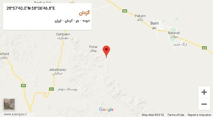 روستای گزدان بر روی نقشه