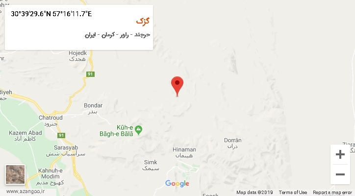 روستای گزک بر روی نقشه