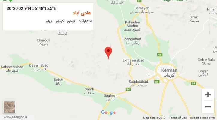 روستای هادی آباد بر روی نقشه