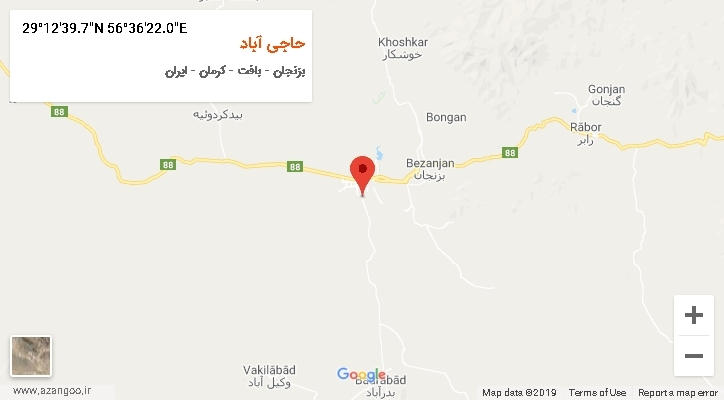 روستای حاجی آباد بر روی نقشه