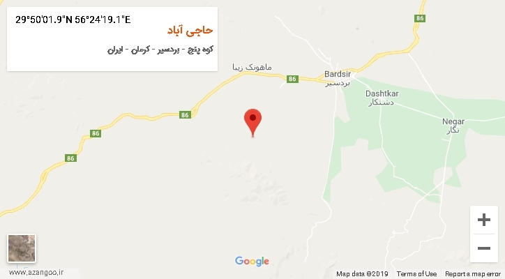 روستای حاجی آباد بر روی نقشه