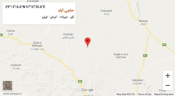 روستای حاجی آباد بر روی نقشه