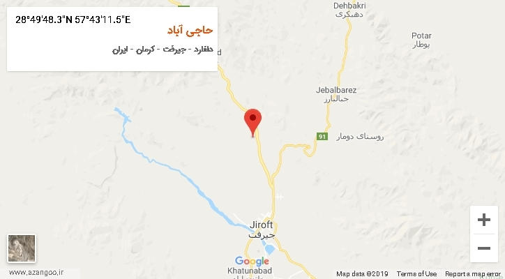 روستای حاجی آباد بر روی نقشه
