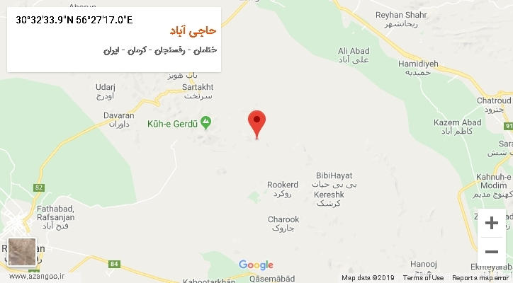 روستای حاجی آباد بر روی نقشه