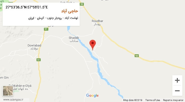 روستای حاجی آباد بر روی نقشه
