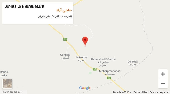 روستای حاجی آباد بر روی نقشه