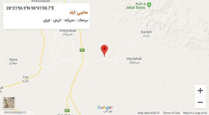 روستای حاجی آباد بر روی نقشه