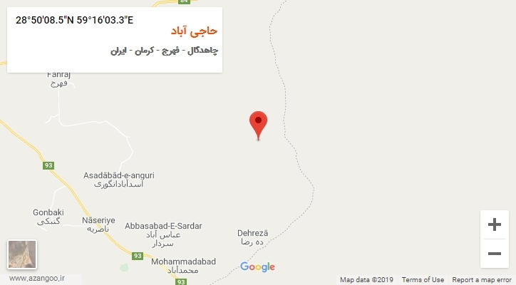 روستای حاجی آباد بر روی نقشه
