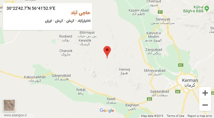 روستای حاجی آباد بر روی نقشه