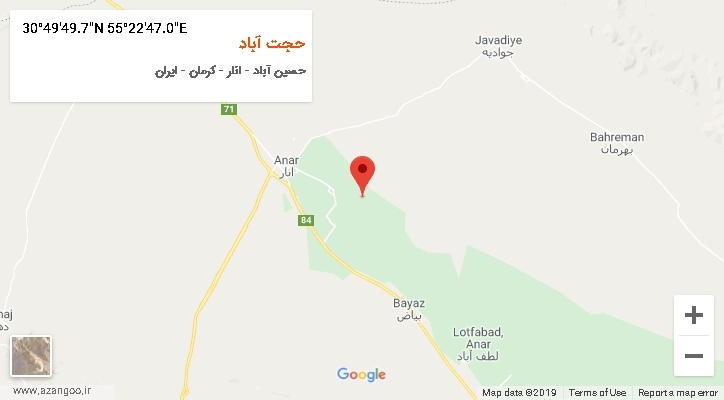 روستای حجت آباد بر روی نقشه