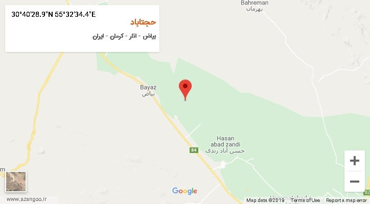روستای حجتاباد بر روی نقشه