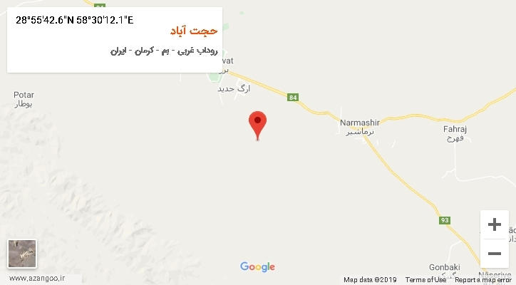 روستای حجت آباد بر روی نقشه