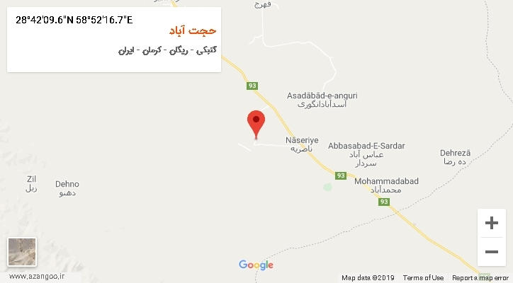 روستای حجت آباد بر روی نقشه