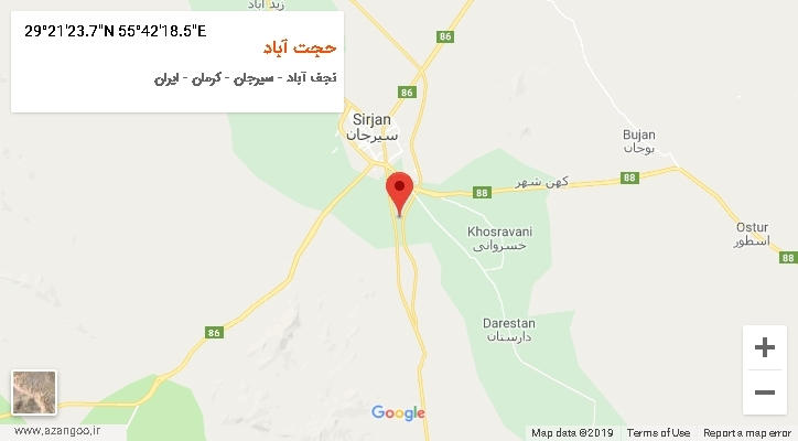 روستای حجت آباد بر روی نقشه