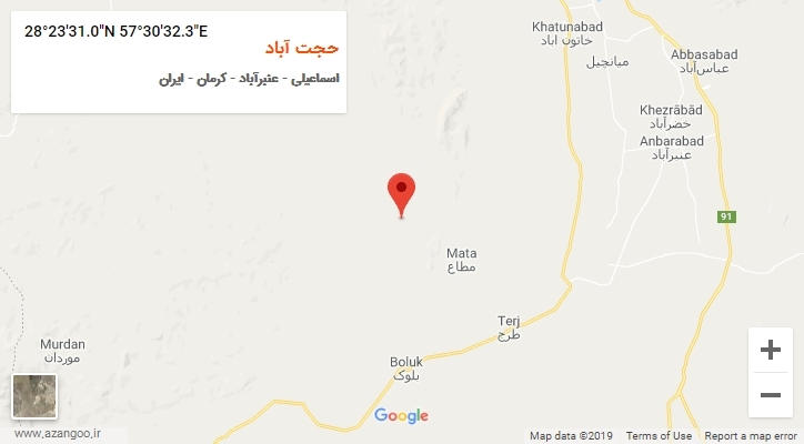 روستای حجت آباد بر روی نقشه