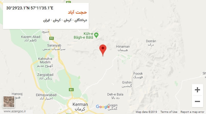 روستای حجت آباد بر روی نقشه