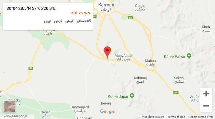 روستای حجت آباد بر روی نقشه