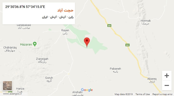 روستای حجت آباد بر روی نقشه
