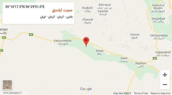 روستای حجت آباددق بر روی نقشه