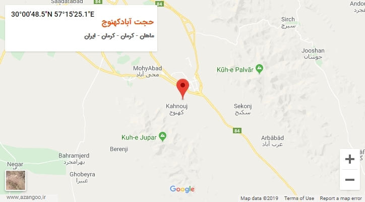 روستای حجت آبادکهنوج بر روی نقشه