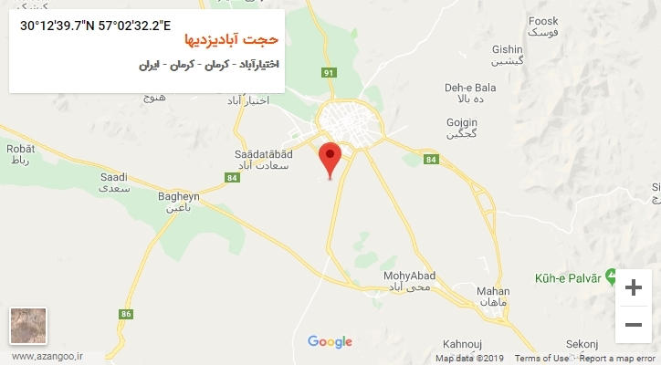 روستای حجت آبادیزدیها بر روی نقشه