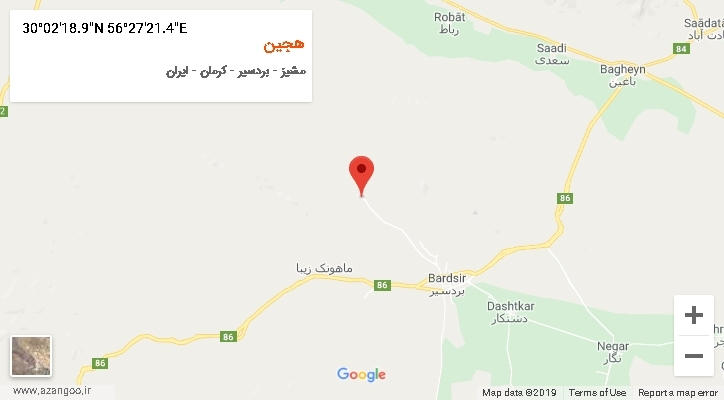 روستای هجین بر روی نقشه