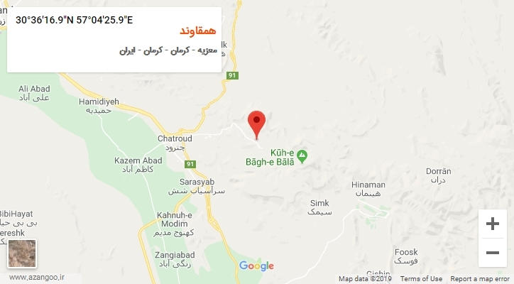 روستای همقاوند بر روی نقشه