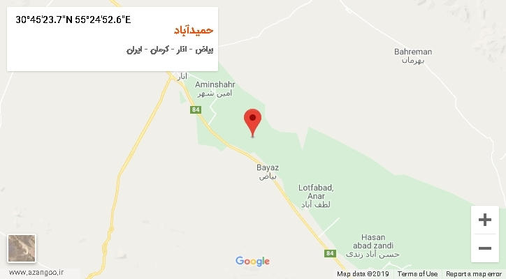 روستای حمیدآباد بر روی نقشه