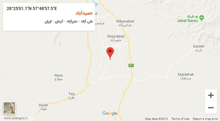 روستای حمیدآباد بر روی نقشه