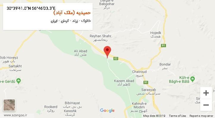 روستای حمیدیه (ملک آباد) بر روی نقشه