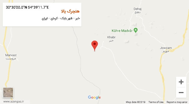 روستای هنجرک بالا بر روی نقشه
