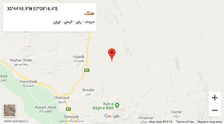 روستای هنک بر روی نقشه