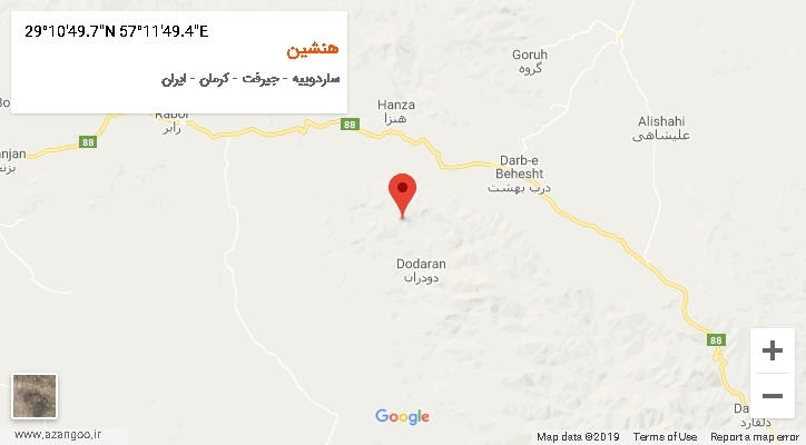 روستای هنشین بر روی نقشه
