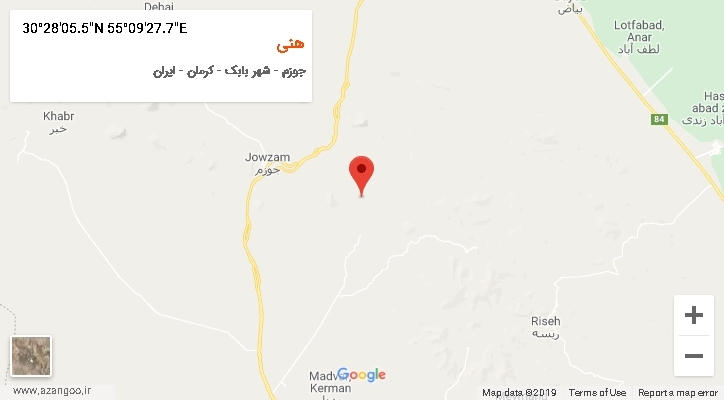 روستای هنی بر روی نقشه