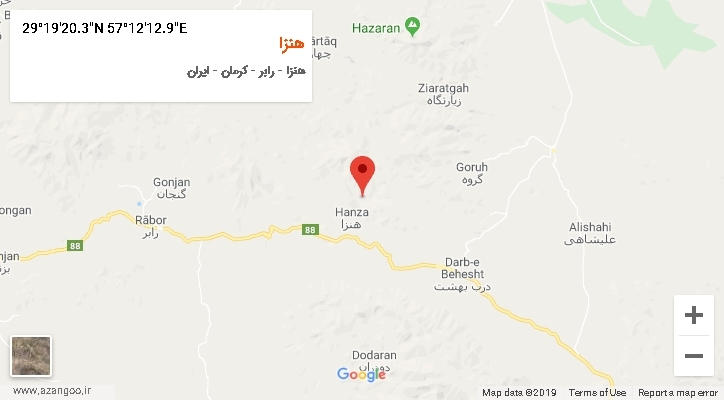 روستای هنزا بر روی نقشه