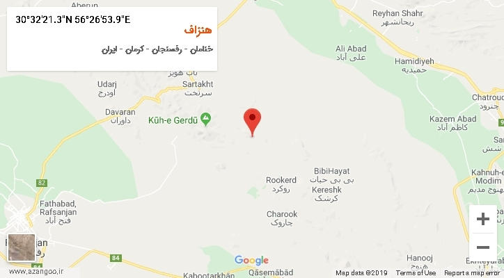 روستای هنزاف بر روی نقشه