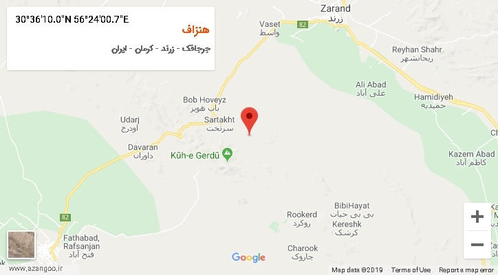روستای هنزاف بر روی نقشه