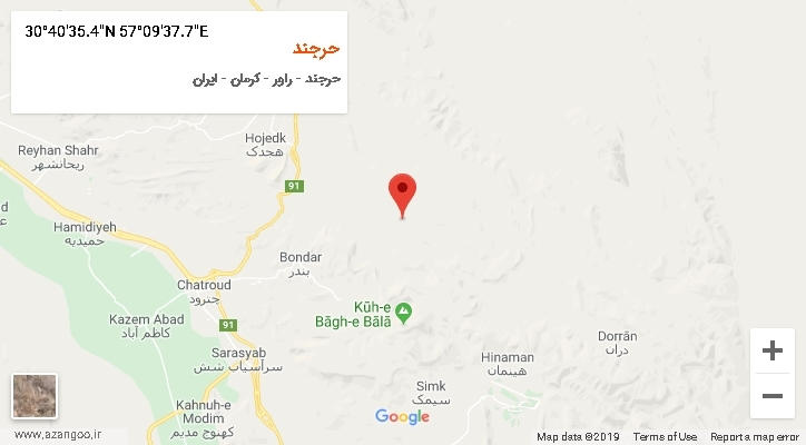 روستای حرجند بر روی نقشه