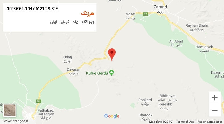 روستای هرزنگ بر روی نقشه