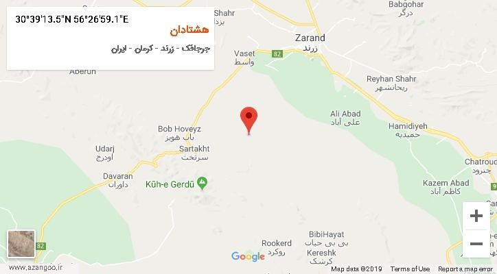 روستای هشتادان بر روی نقشه